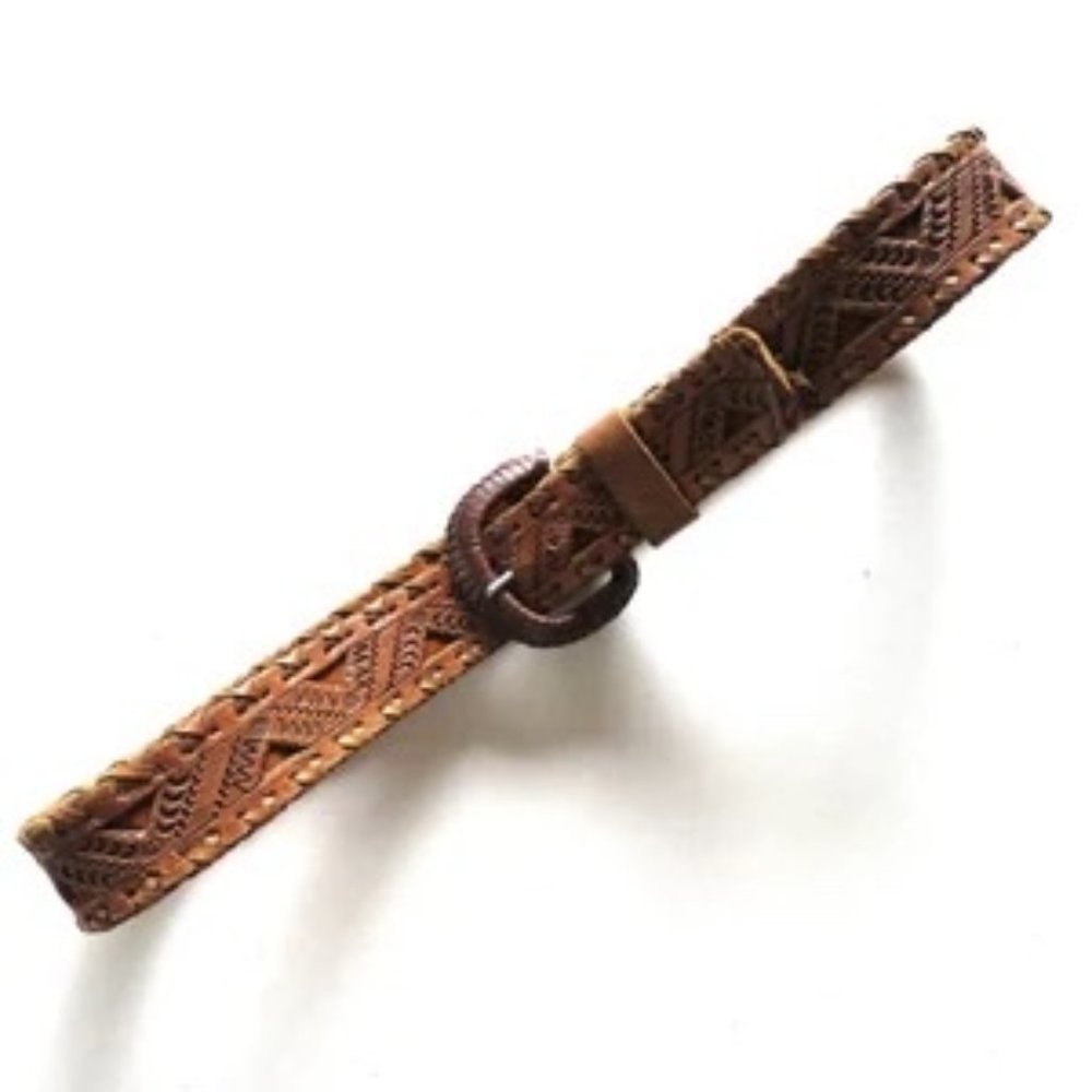 Vintage Braided Woven Mexico Leather Belt